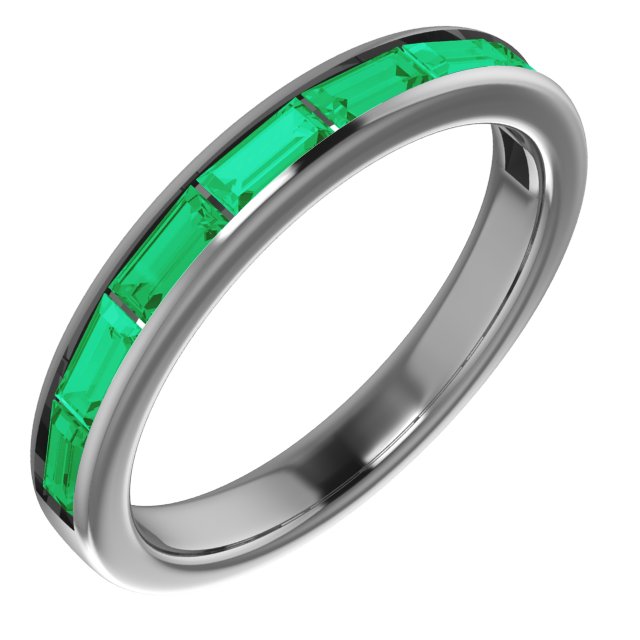 14K White Lab-Grown Emerald Stackable Ring 