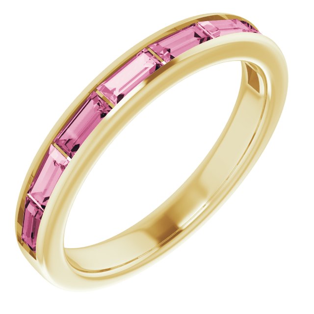 14K Yellow Pink Tourmaline Ring