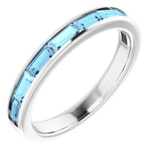 14K White Natural Aquamarine Ring 