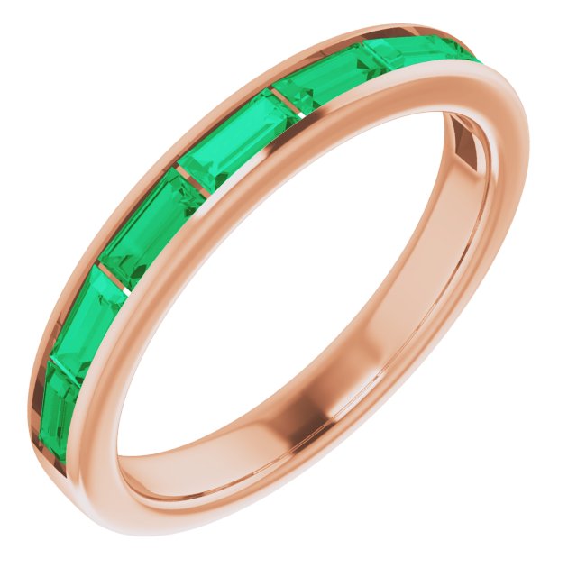 14K Rose Lab-Grown Emerald Ring