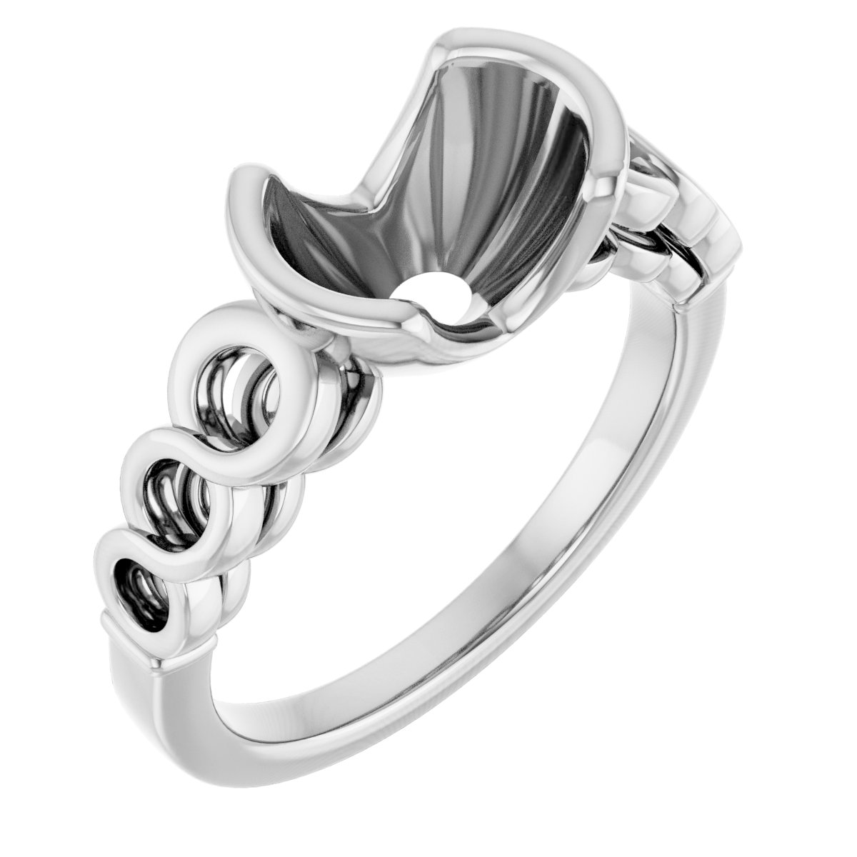 Half-Bezel Accented Engagement Ring