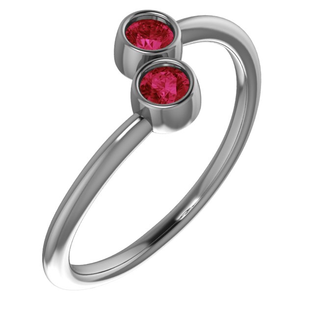 14K Yellow Chatham® Lab-Created Ruby Two-Stone Ring