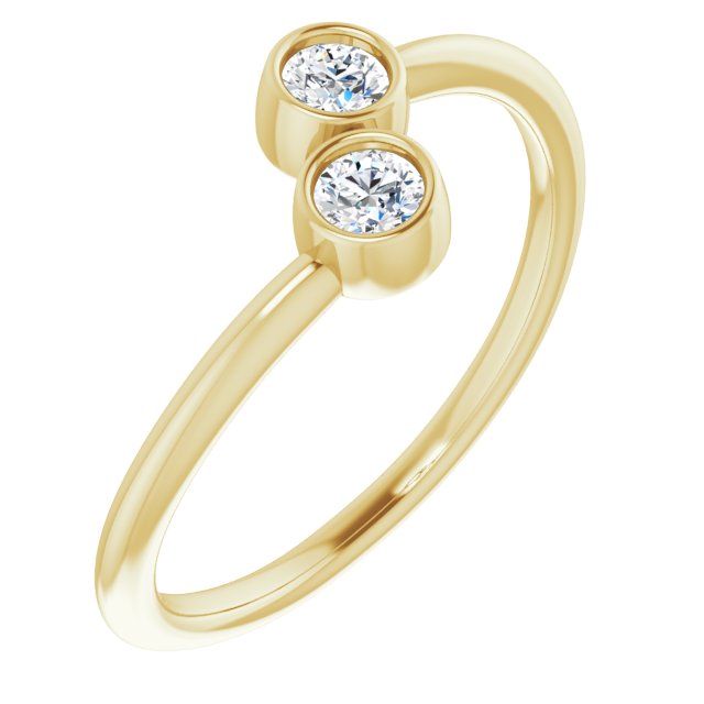 14K Yellow Natural White Sapphire Two-Stone Ring