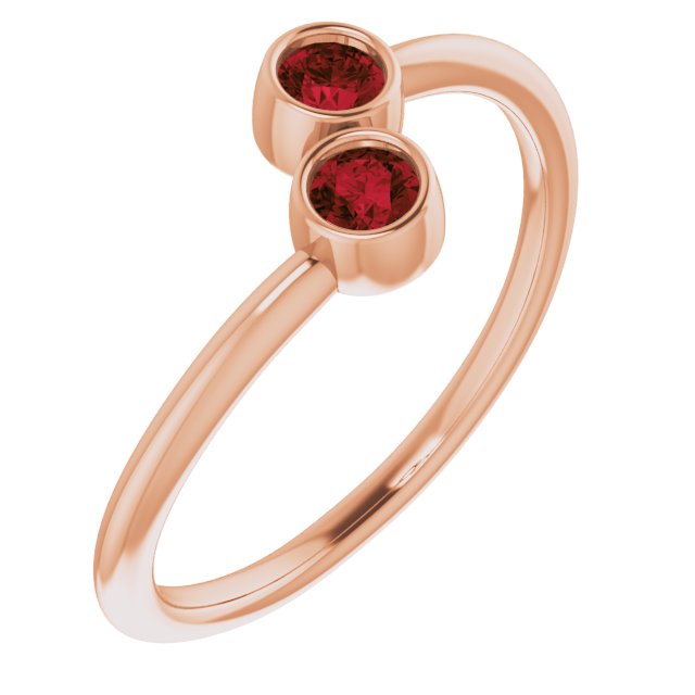 14K Rose Natural Mozambique Garnet Two-Stone Ring