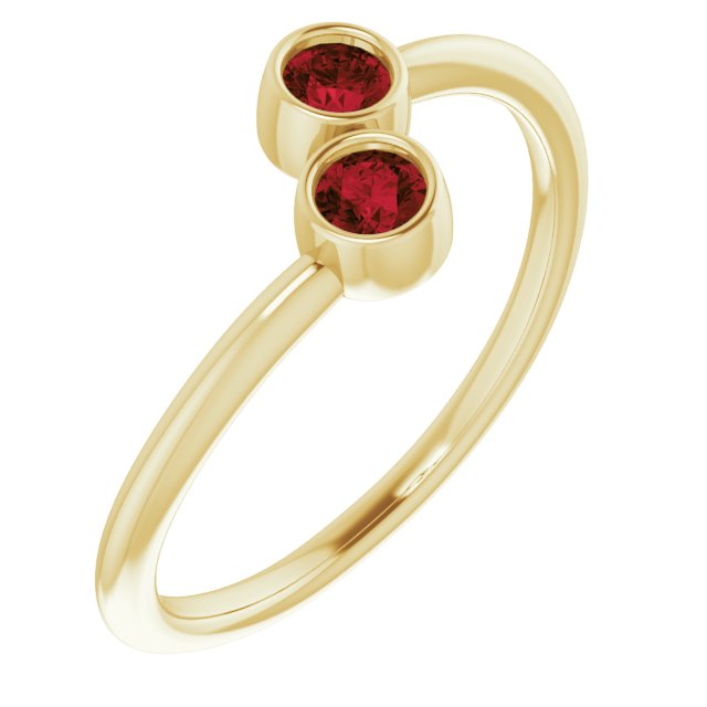 14K Yellow Natural Mozambique Garnet Two-Stone Ring