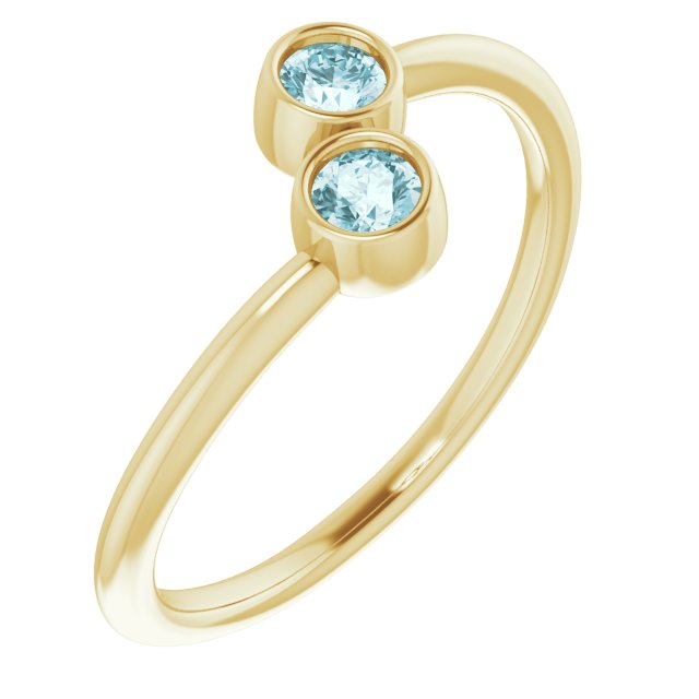 14K Yellow Natural Sky Blue Topaz Two-Stone Ring