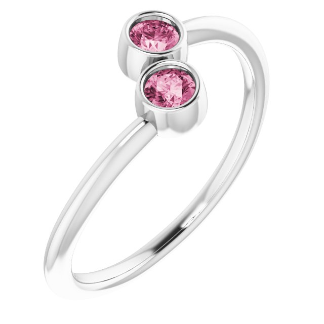 Platinum Natural Pink Tourmaline Two-Stone Ring