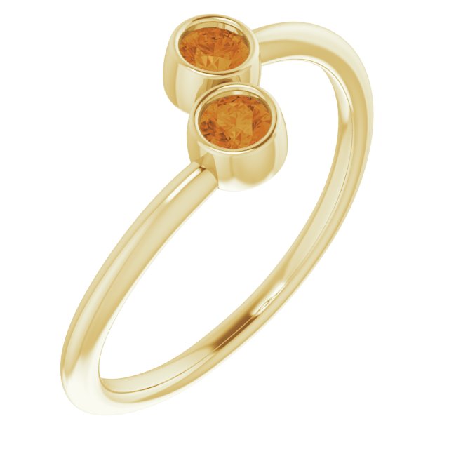 14K Yellow Natural Citrine Two-Stone Ring