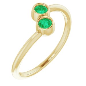 14K Yellow Lab-Grown Emerald Two-Stone Ring