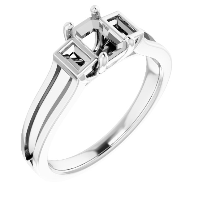 Baguette Accented Engagement Ring