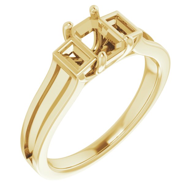 Baguette Accented Engagement Ring