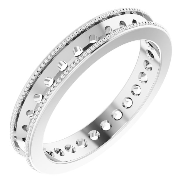 14K White .875 CTW Diamond Milgrain Eternity Band Size 5 Ref 12017331