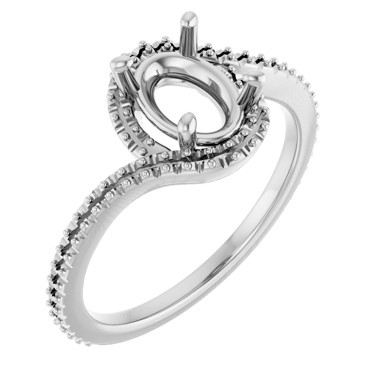 18 K White Gold Halo Engagement Ring