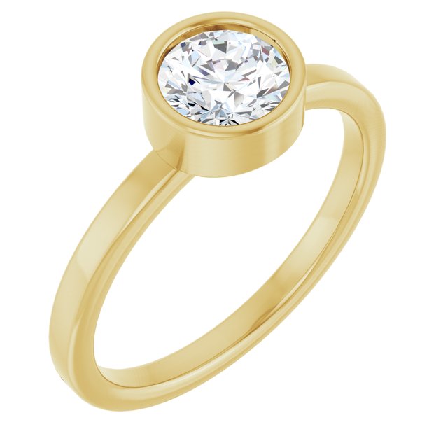 14K Yellow 6 mm Natural White Sapphire Ring