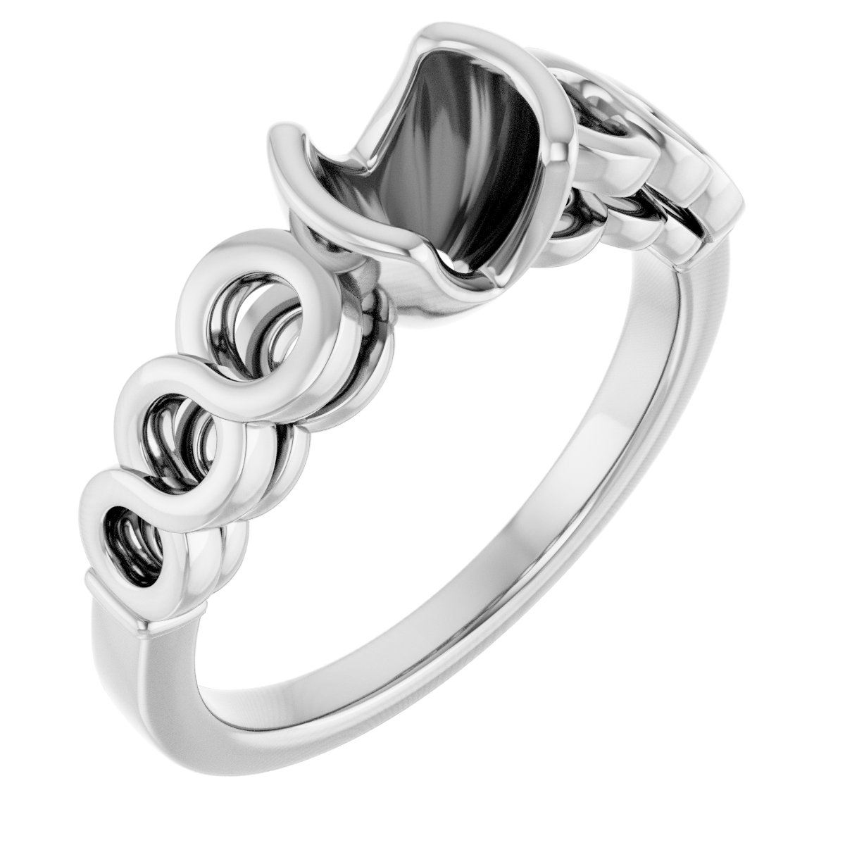 Half-Bezel Accented Engagement Ring