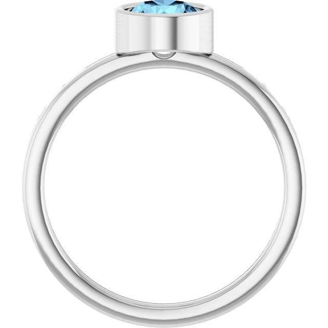 Platinum 6 mm Natural Aquamarine Ring