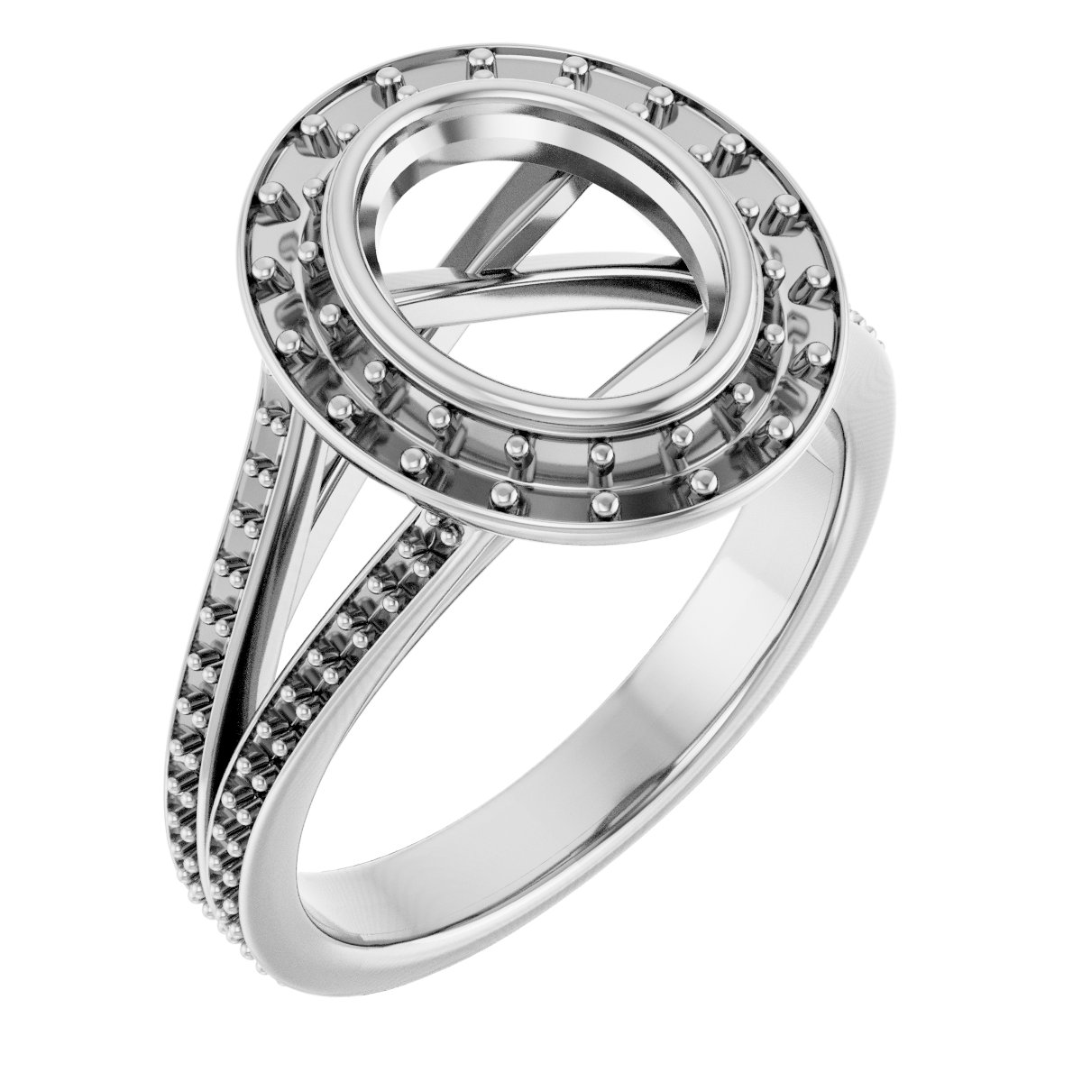 Bezel-Set Halo-Style Engagement Ring
