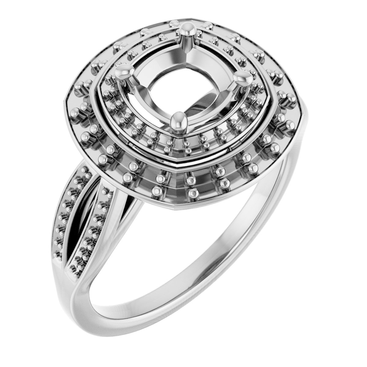 Double Halo-Style Engagement Ring