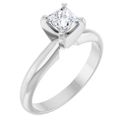 Square/Princess 4-Prong Light Shank Solitaire Ring Mounting