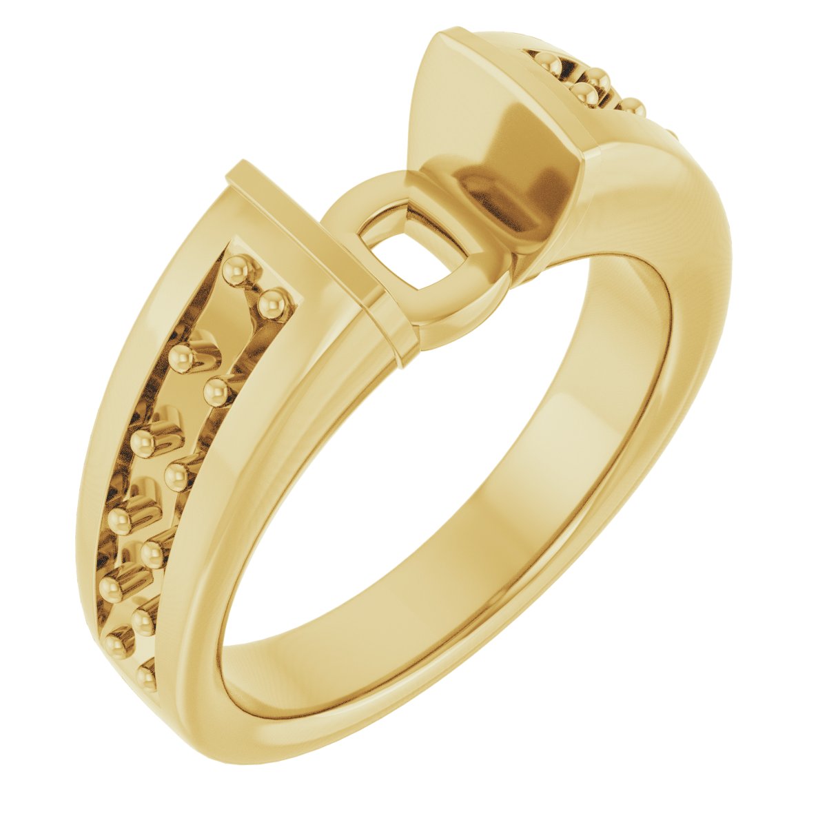 10K Yellow 7 mm Cushion Accented Engagement Ring
