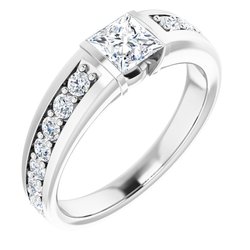 Accented Bezel-Set Engagement Ring