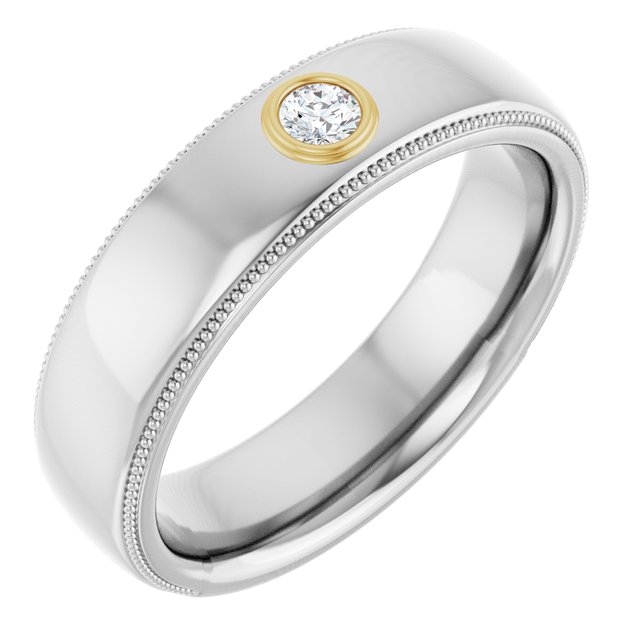 14K White & Yellow 1/10 CTW Men-s Diamond Ring 