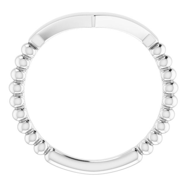 14K White Stackable Beaded V-Ring