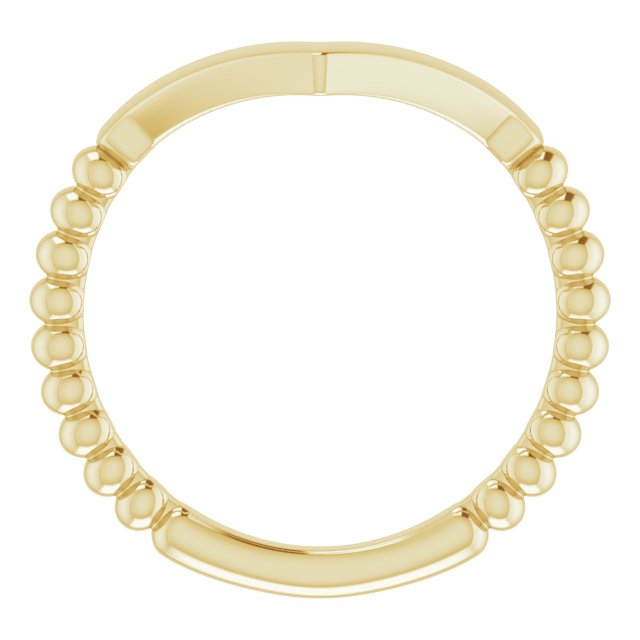 14K Yellow Stackable Beaded V-Ring