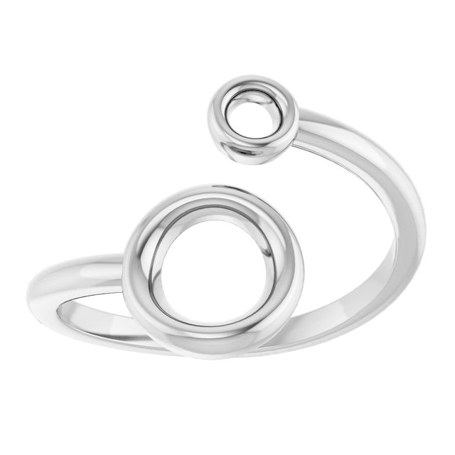 14K White Double Circle Bypass Ring 