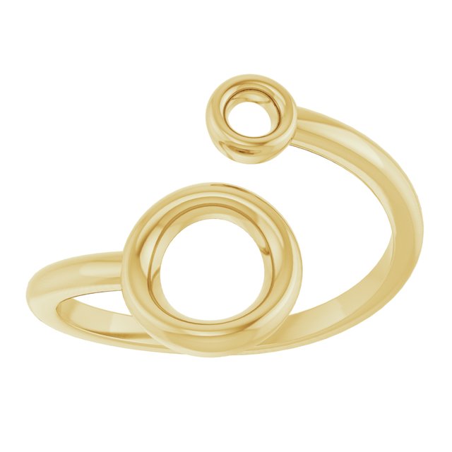 14K Yellow Double Circle Bypass Ring 