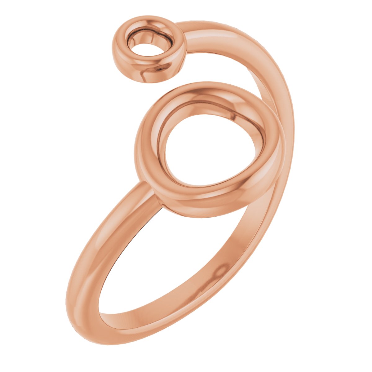 14K Rose Double Circle Bypass Ring 