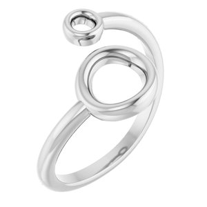 14K White Double Circle Bypass Ring 
