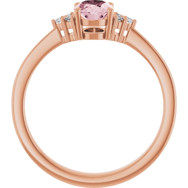 14K Rose Natural Pink Morganite & .06 CTW Diamond Ring