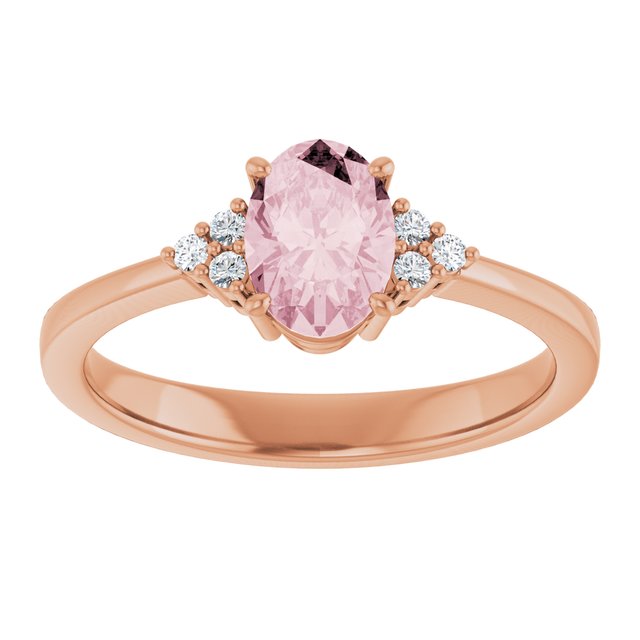14K Rose Natural Pink Morganite & .06 CTW Natural Diamond Ring
