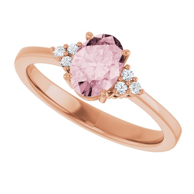 14K Rose Natural Pink Morganite & .06 CTW Natural Diamond Ring