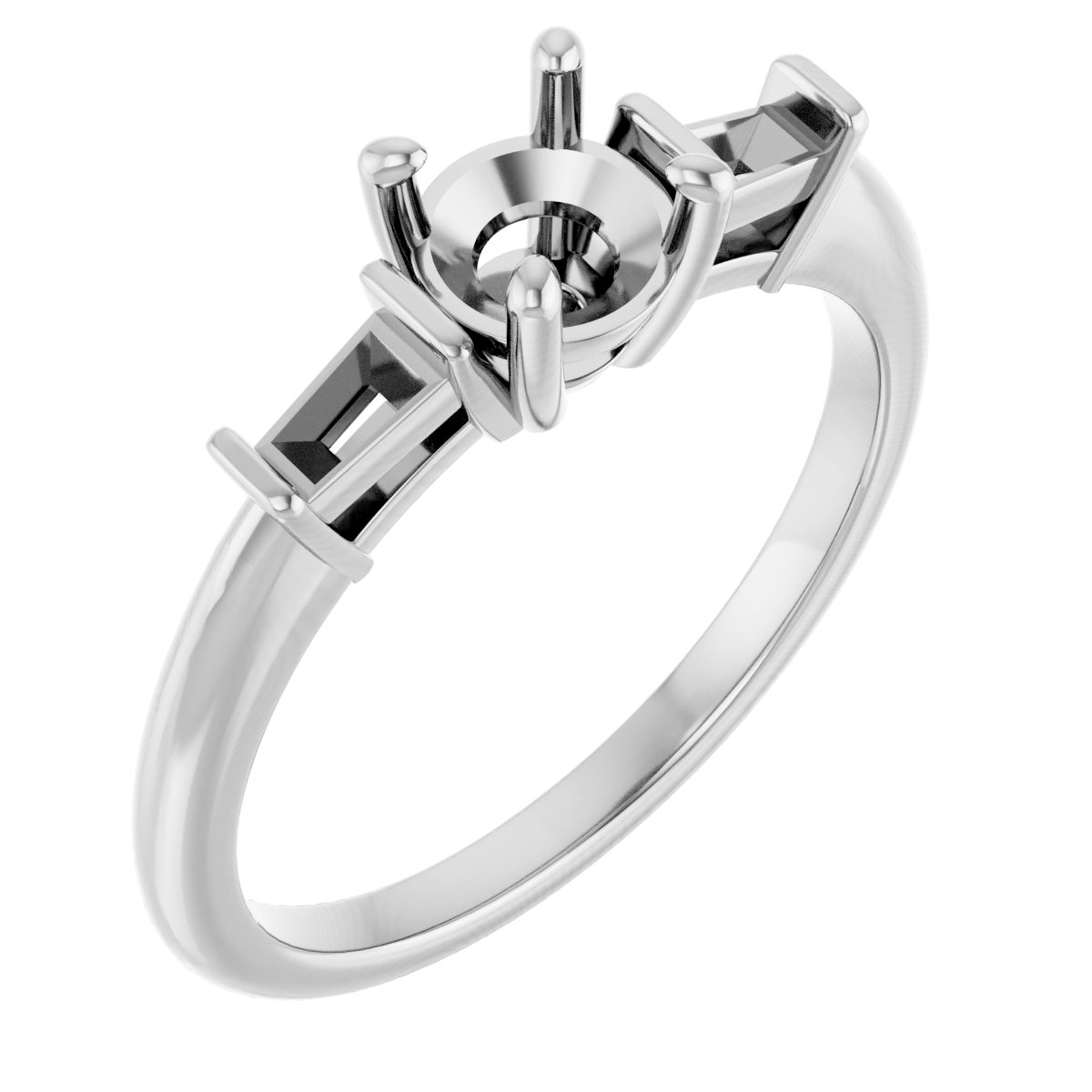 Baguette Accented Engagement Ring