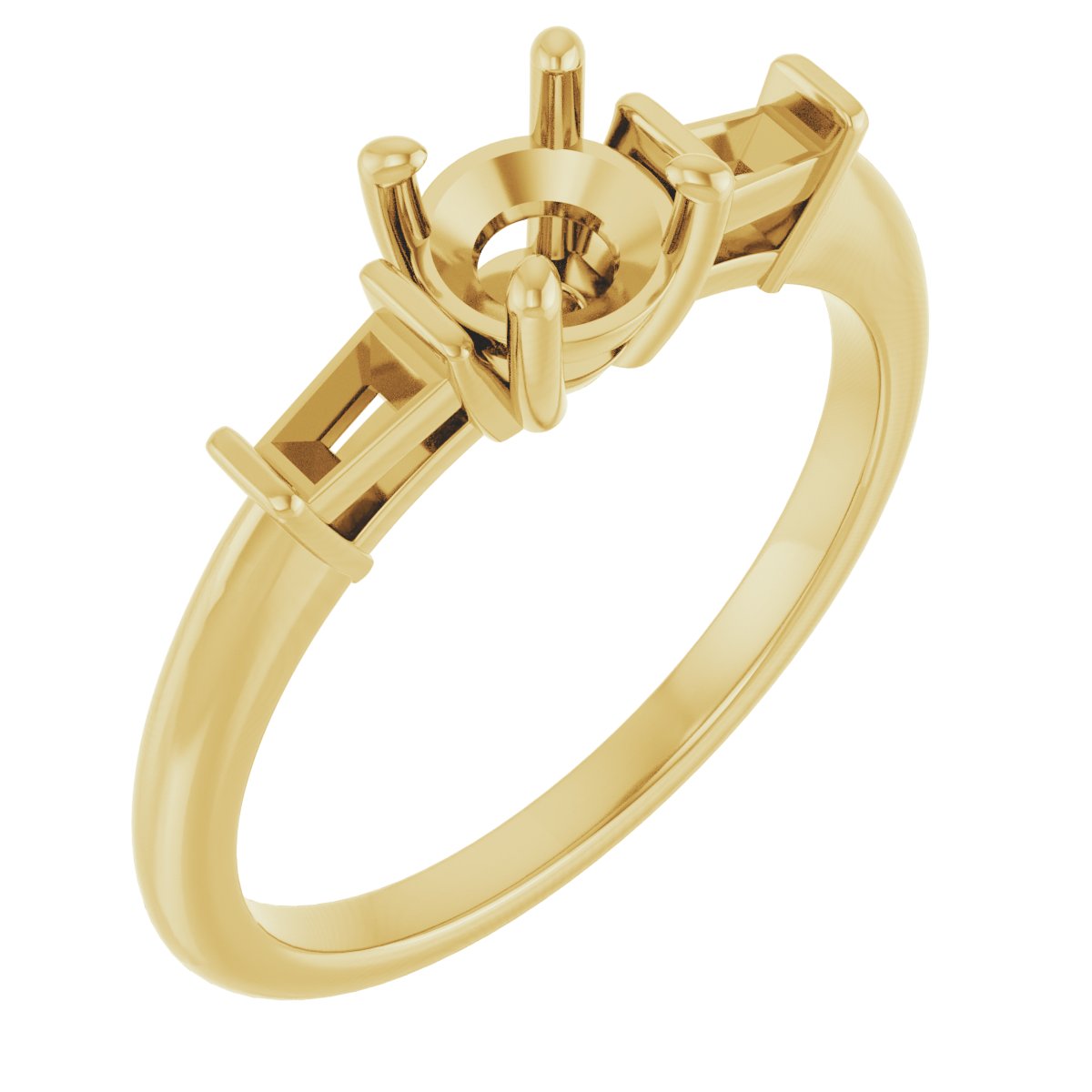 Baguette Accented Engagement Ring