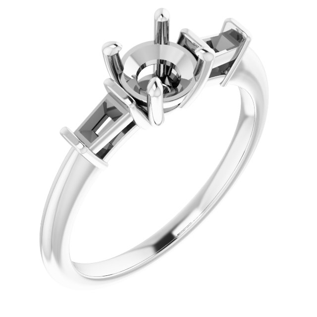Baguette Accented Engagement Ring