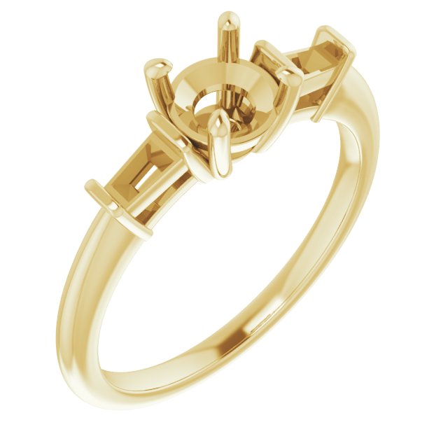 Baguette Accented Engagement Ring