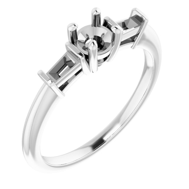Baguette Accented Engagement Ring