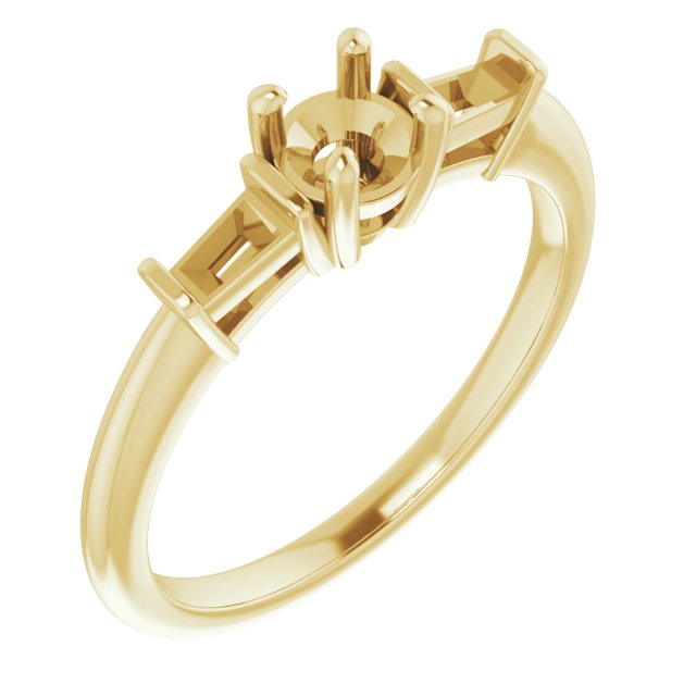 Baguette Accented Engagement Ring