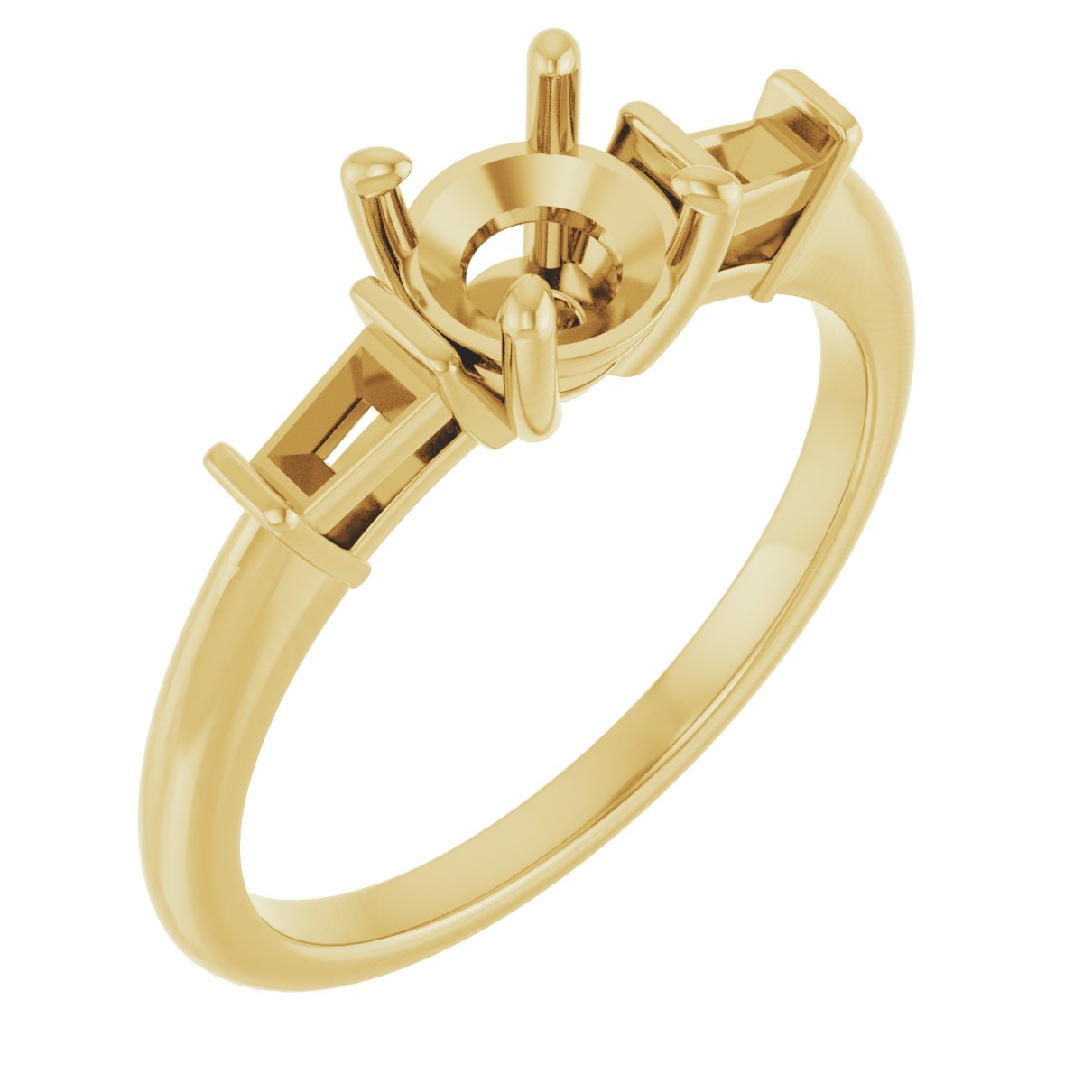Baguette Accented Engagement Ring