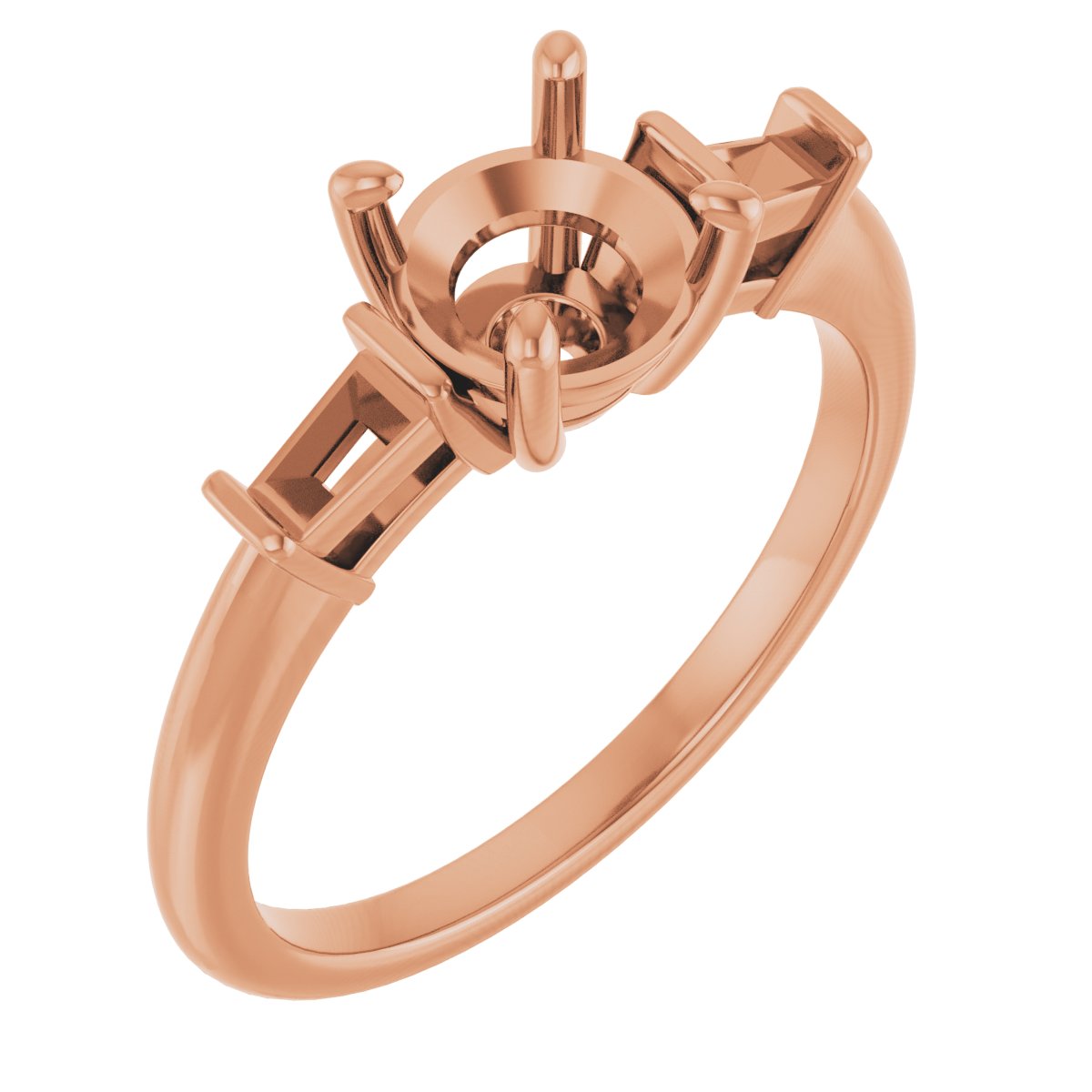 Baguette Accented Engagement Ring