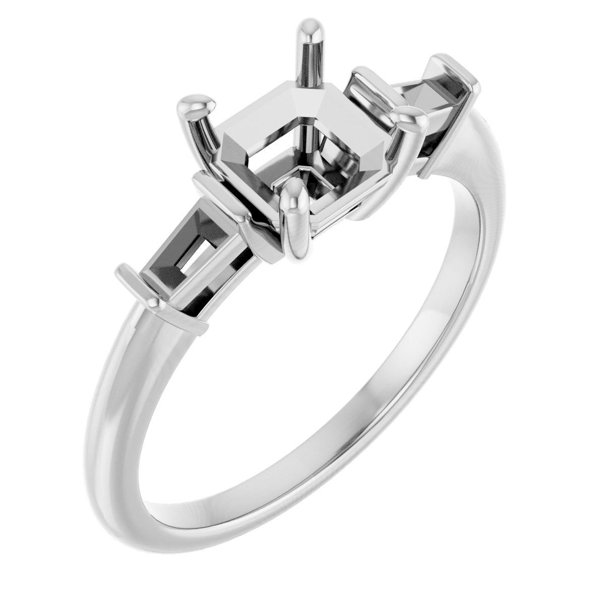 Baguette Accented Engagement Ring