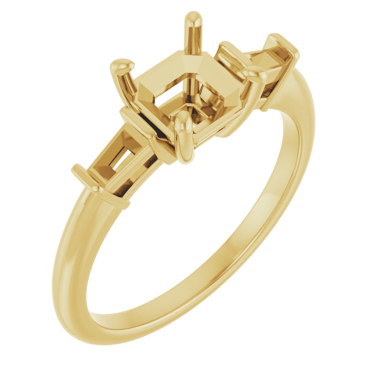 Baguette Accented Engagement Ring