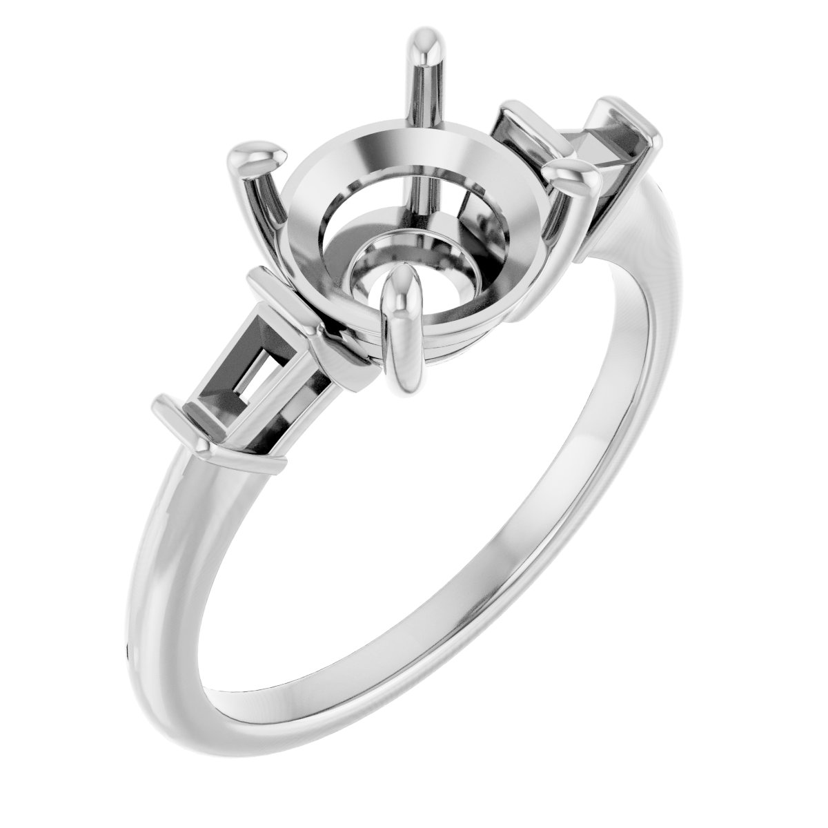 Baguette Accented Engagement Ring