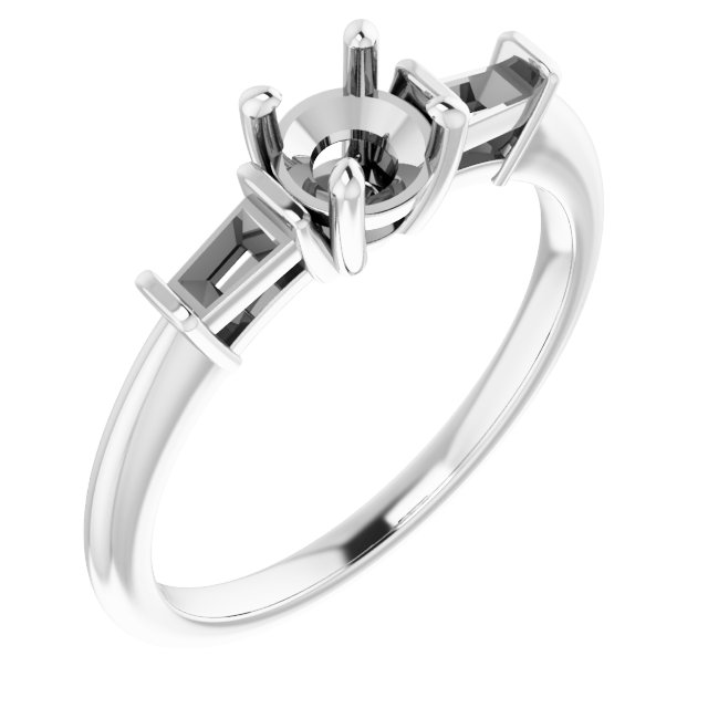 Baguette Accented Engagement Ring