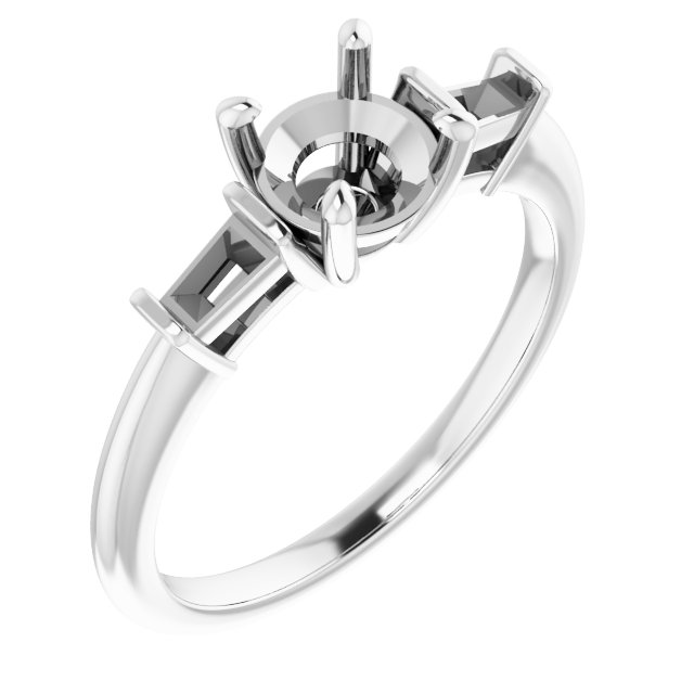 Baguette Accented Engagement Ring