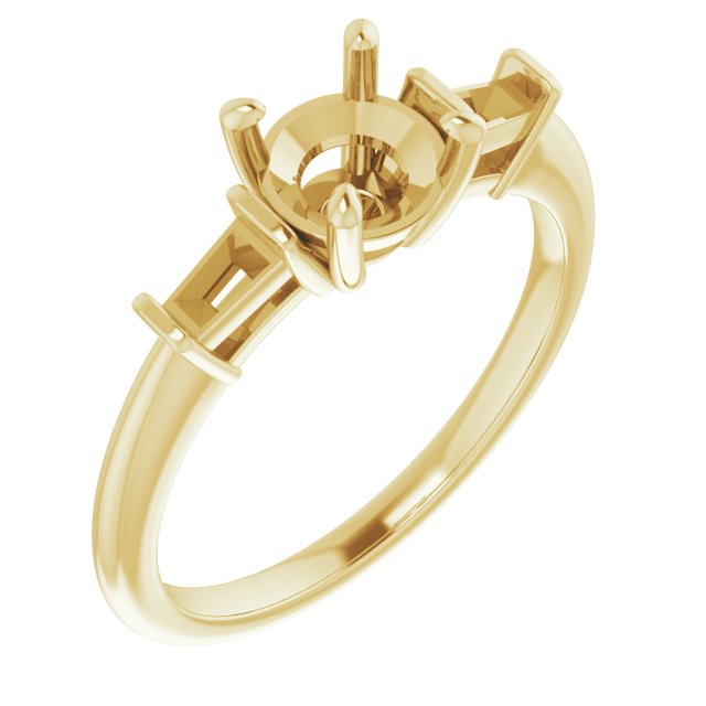 Baguette Accented Engagement Ring