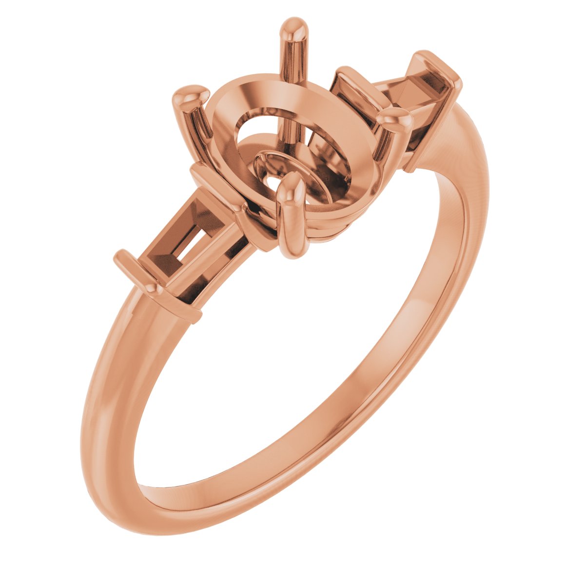 Baguette Accented Engagement Ring
